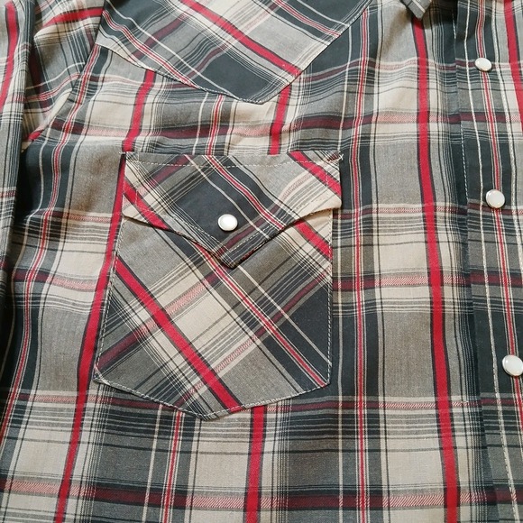 Ely Cattleman Shirt XLMen Pearl Snaps Western Cowboy Long Sleeves RedGray Plaid - Picture 4 of 15